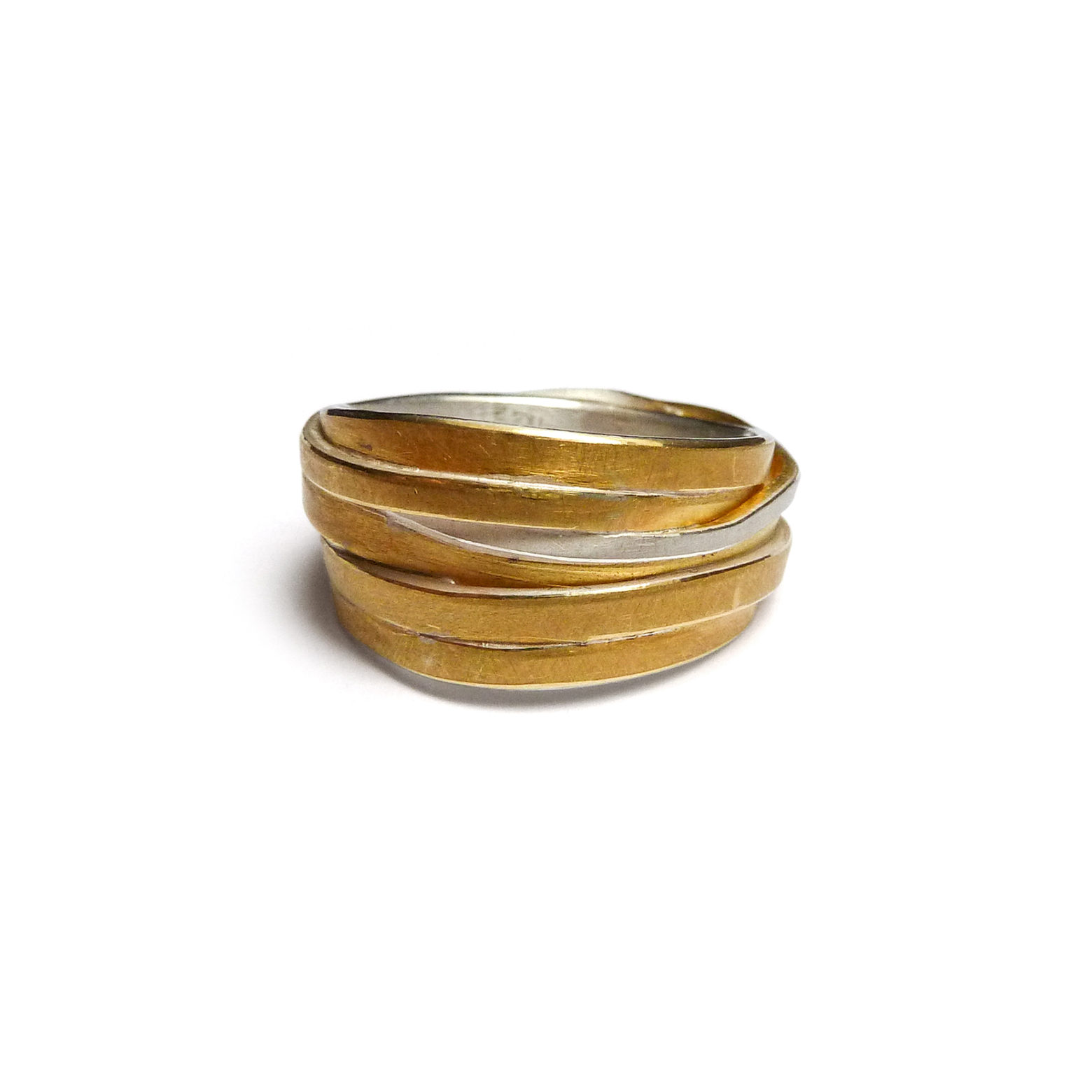Ute Strothotte, Ring »Gewickelt WR133«, 925/- Silber, 900/- Gelbgold