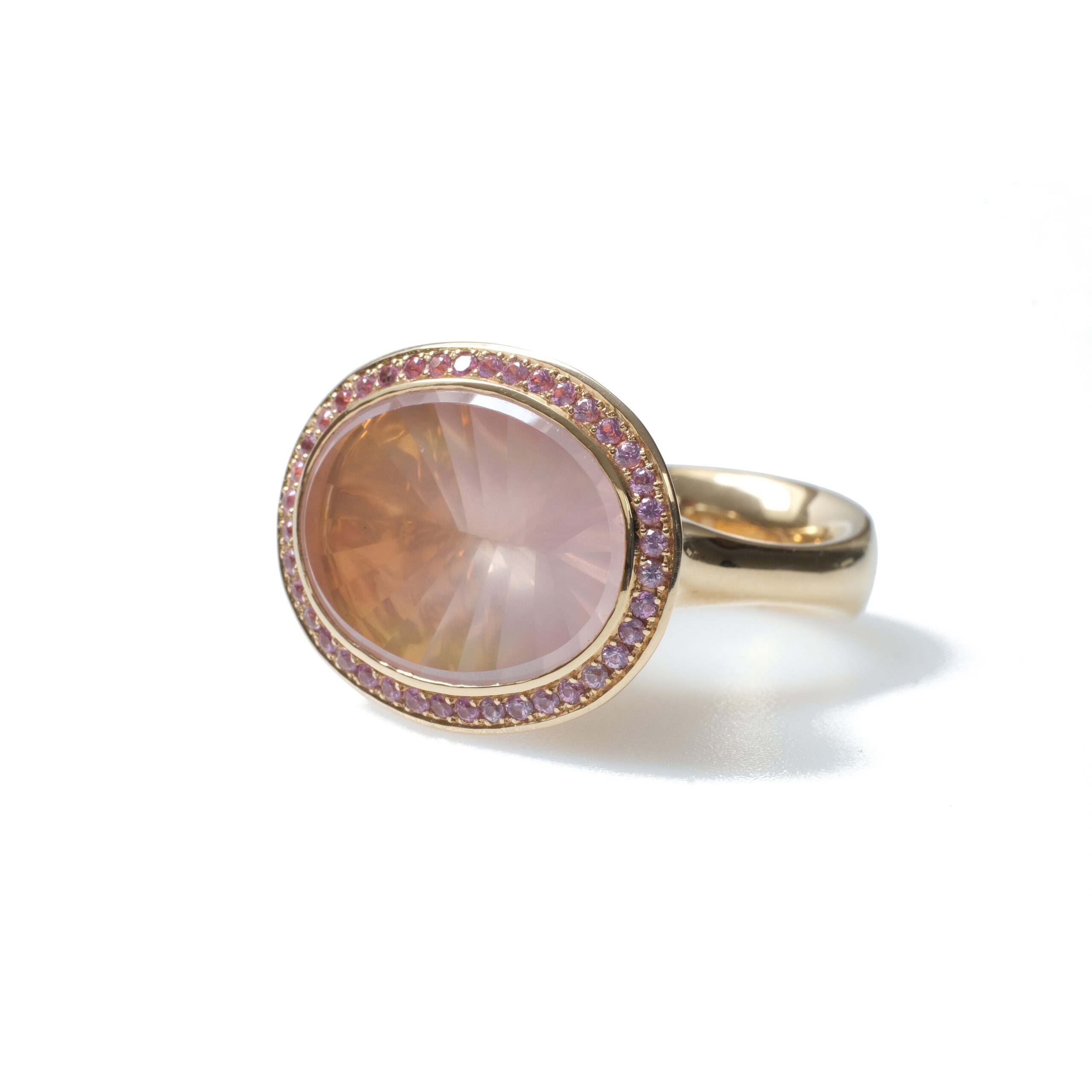 Galerie Spandow, Ring, Roségold, Rosenquarz, pink Saphire