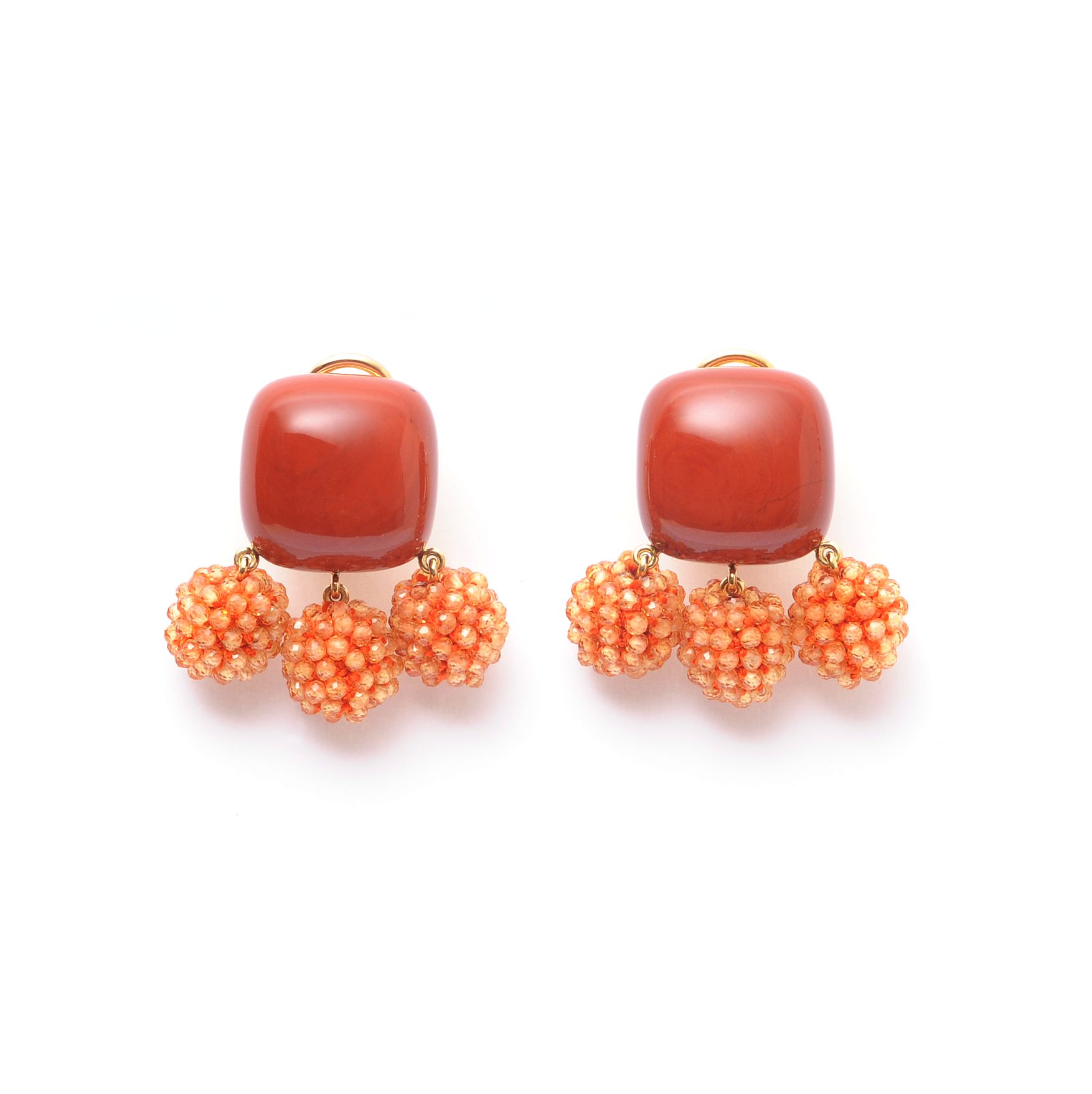 Christine Köppel, Ohrringe Jaspis + Mandaringranate, Roségold