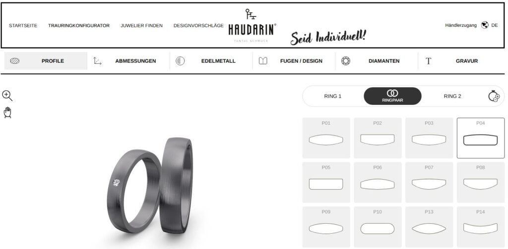 Haudarin Trauringkonfigurator